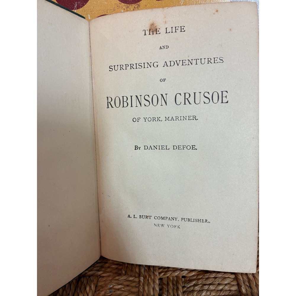 Antique Robinson Crusoe Daniel Defoe A.L. Burt Hardcover Pre-1923 Inscribed